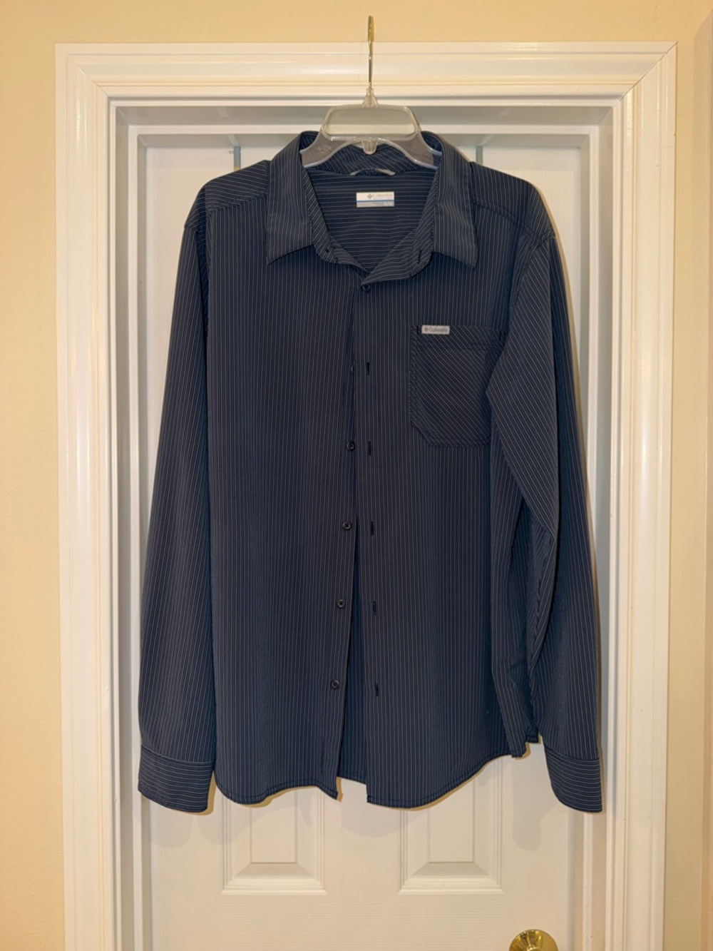 Columbia Navy Pinstripe Long-Sleeve Button-Down Shirt